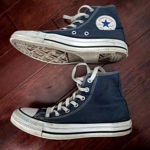 Blue high top converse